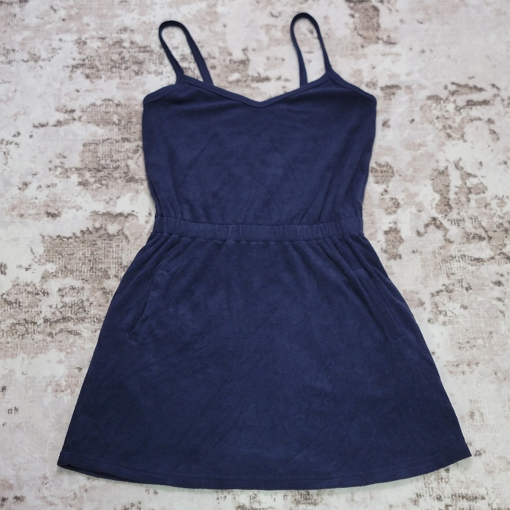 OFFLINE by Aerie Terry Cloth Cami Jumpsuit Navy Blue - Size Medium Beach Summer